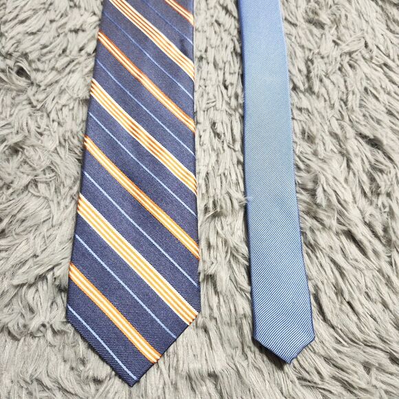 Tommy‎ Hilfiger Blue Orange Mens 100% Silk Tie Diagonal Striped Necktie Designer - Picture 1 of 9